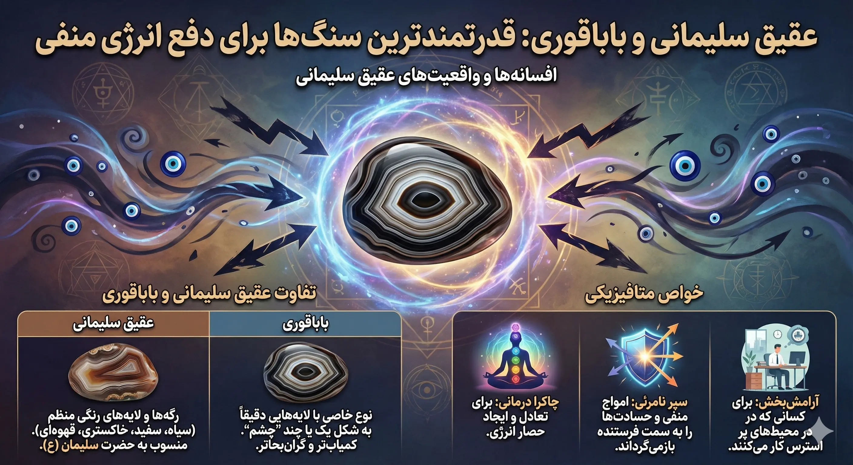 مجله گوهرآسا: عقیق سلیمانی و باباقوری: قدرتمندترین سنگ‌ها برای دفع انرژی منفی | سپر بلای باستانی